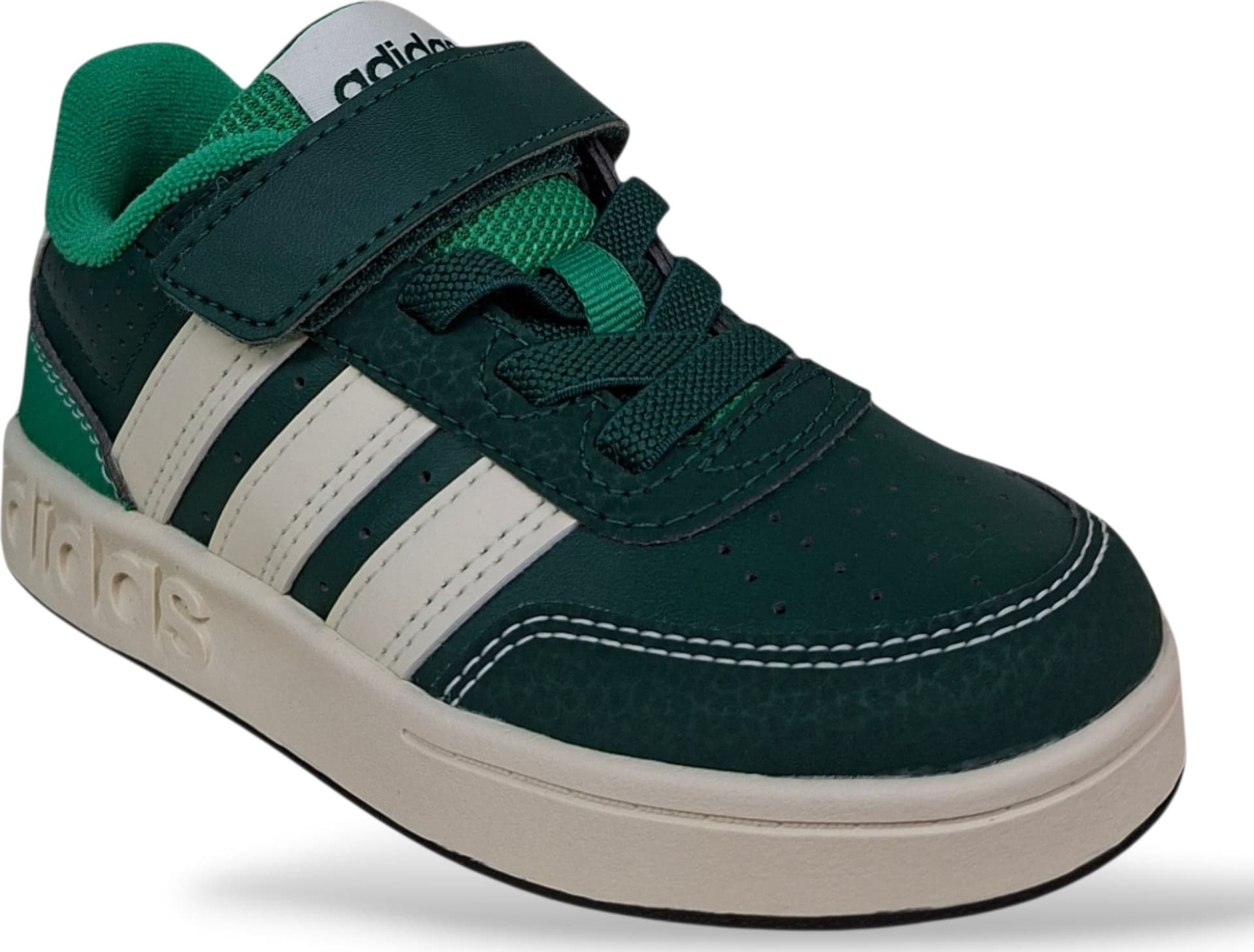 Adidas Breakbase Sneakers Bambini Ragazzi Verde Bianco | Taglia 28-35 | Laccio Elastico e Velcro | Scarpetteria Gica - 2