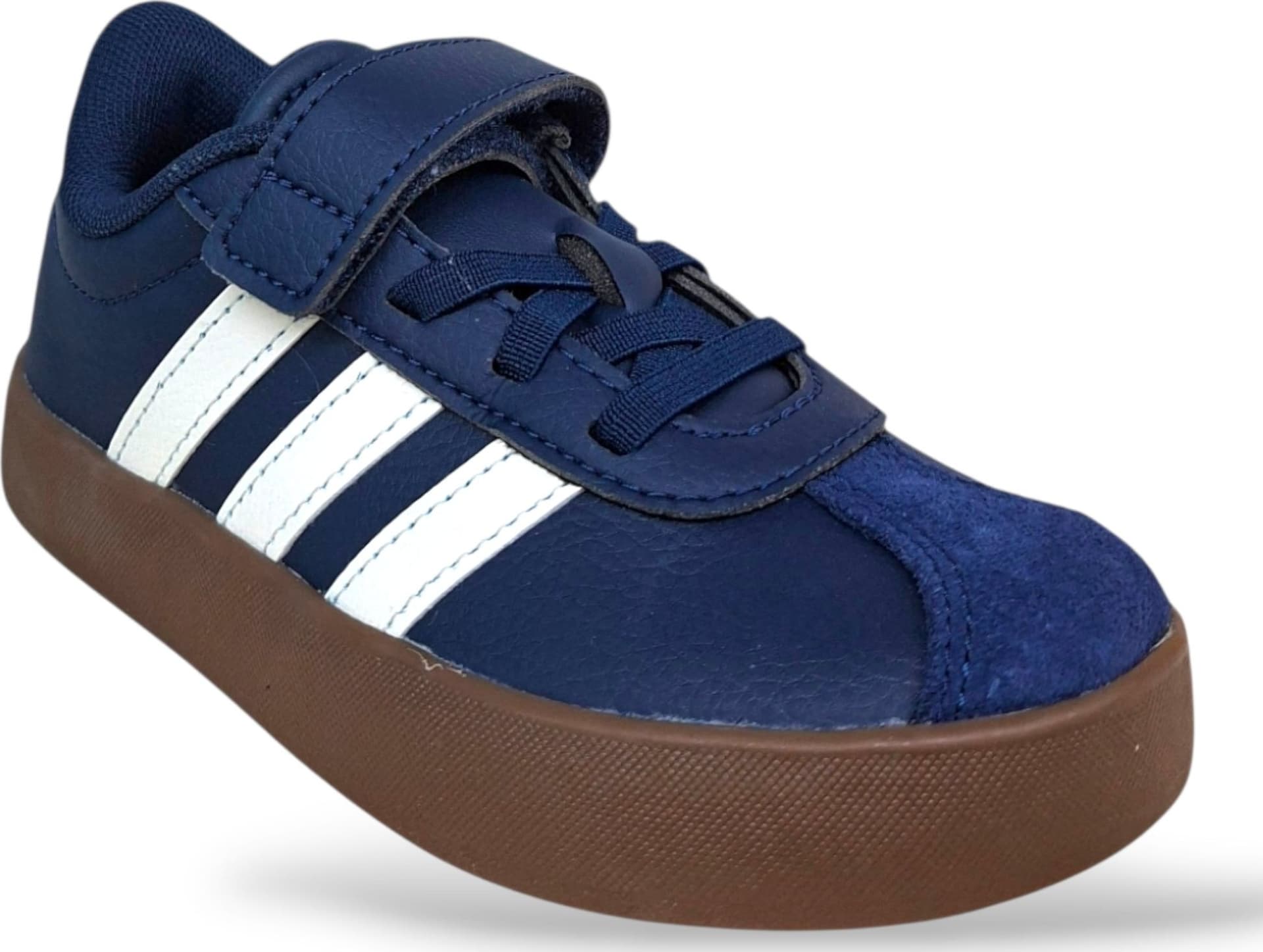 Adidas VL Court Sneakers Bambini Ragazzi Blu Marrone | Taglia 28-35 | Laccio Elastico e Velcro | Scarpetteria Gica - 2