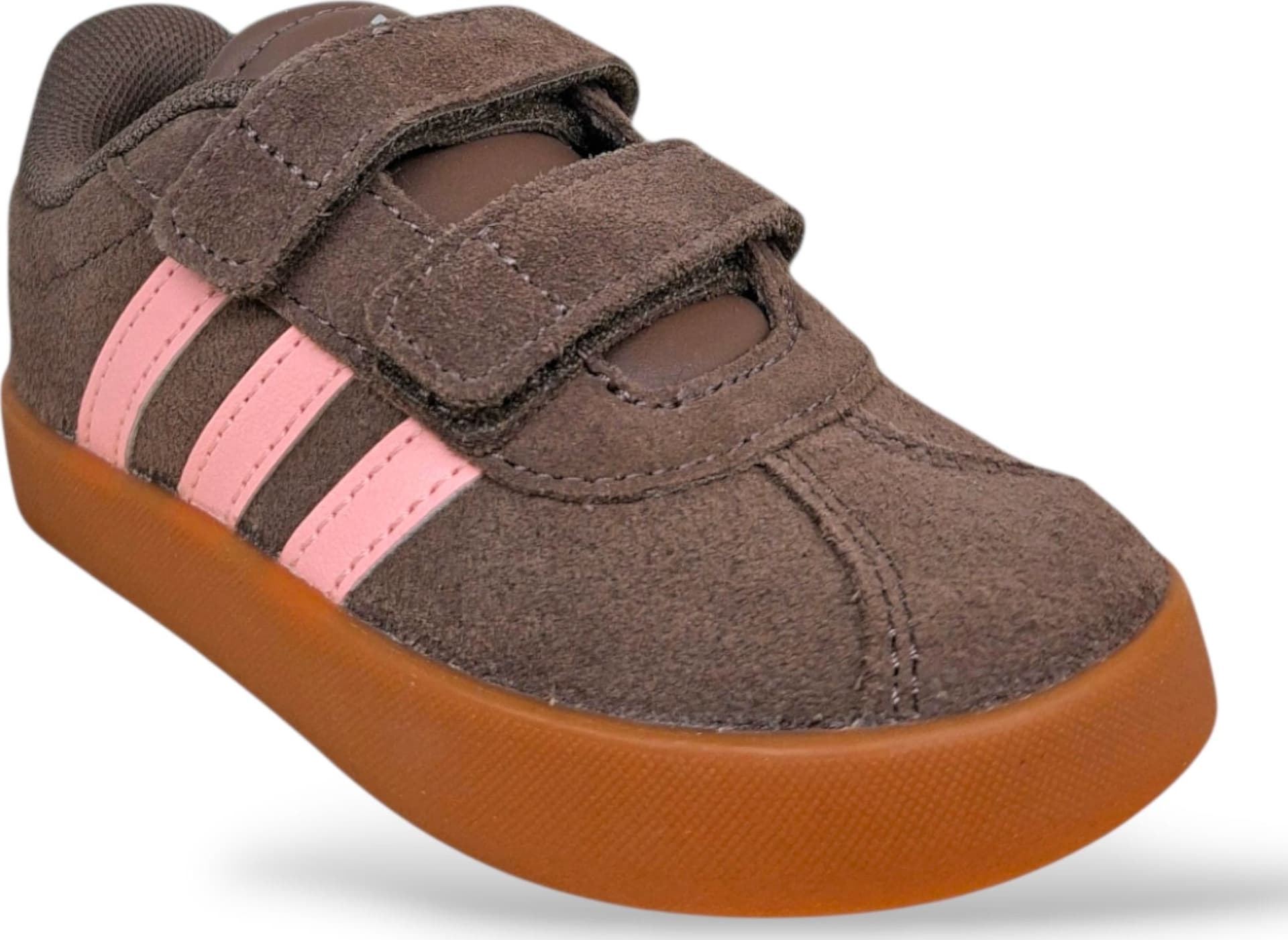 Adidas VL Court Sneakers Bambina Marrone Rosa | Taglia 20-27 | Velcro | Scarpetteria Gica - 2