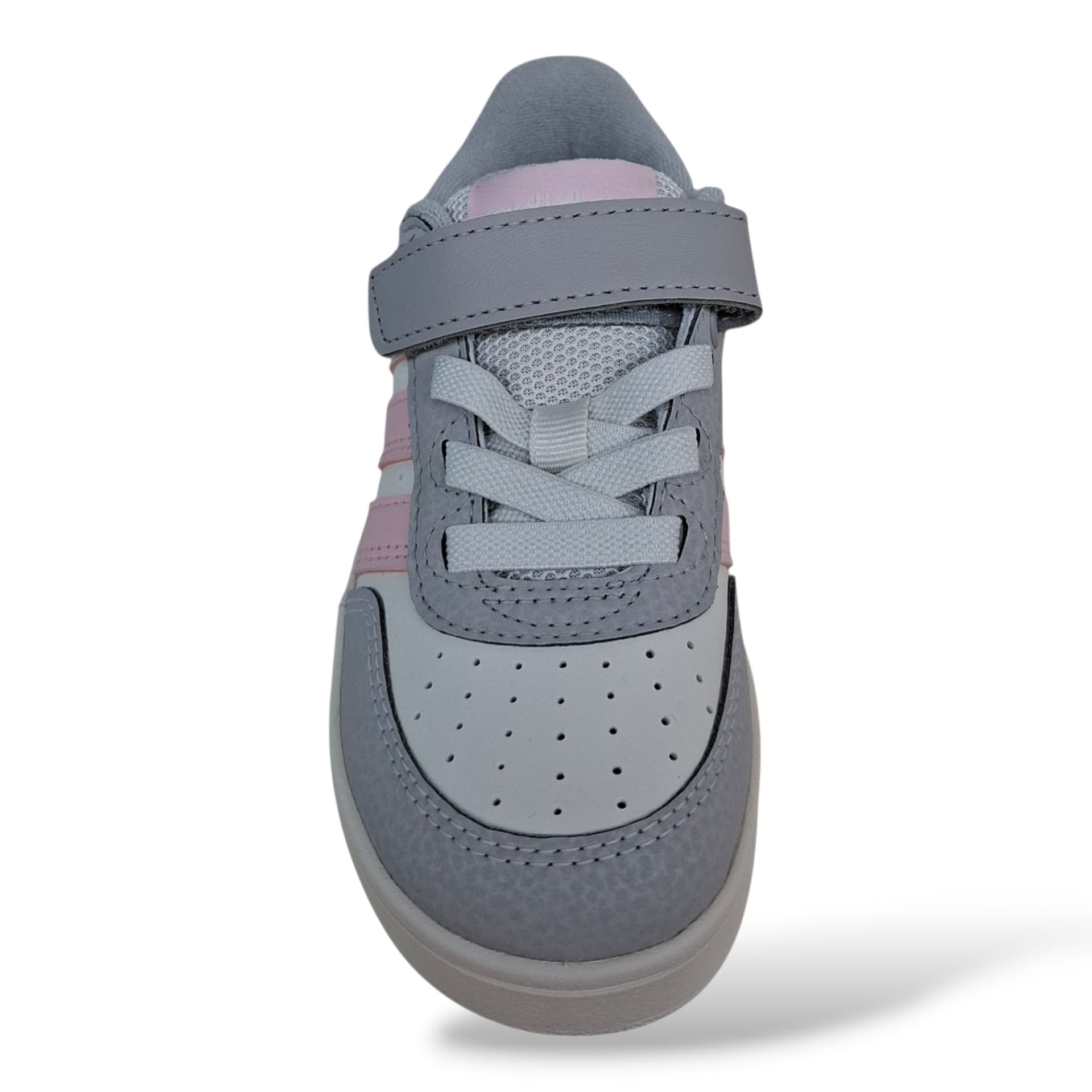Adidas Breakbase Sneakers Bambine Ragazze Bianco Grigio Rosa | Taglia 28-35 | Laccio Elastico e Velcro | Scarpetteria Gica - 4