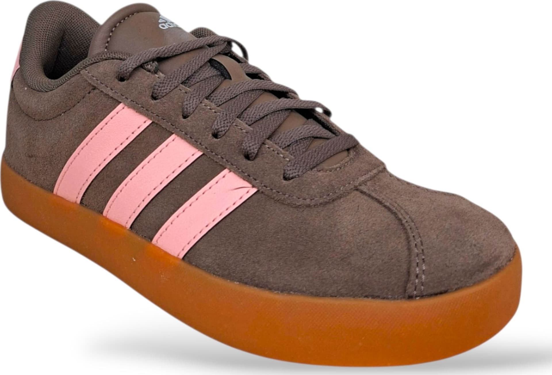 Adidas VL Court Sneakers Bambine Ragazze Marrone Rosa | Taglia 36-40 | Lacci | Scarpetteria Gica - 2