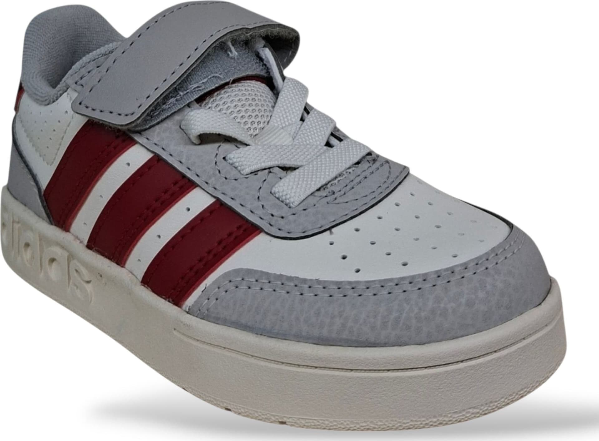 Adidas Breakbase Sneakers Bambini Ragazzi Bianco Grigio Rosso | Taglia 28-35 | Laccio Elastico e Velcro | Scarpetteria Gica - 2