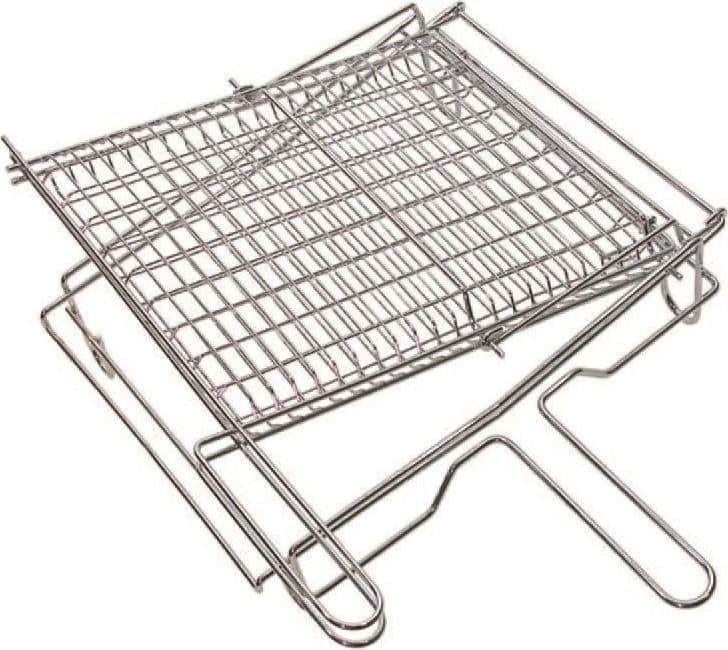 graticola ribaltabile  in acciaio cromato -doppia griglia, piedini  cm.30x30 - 4