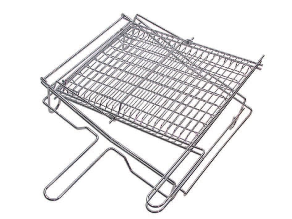 graticola ribaltabile  in acciaio cromato -doppia griglia, piedini  cm.30x30 - 5