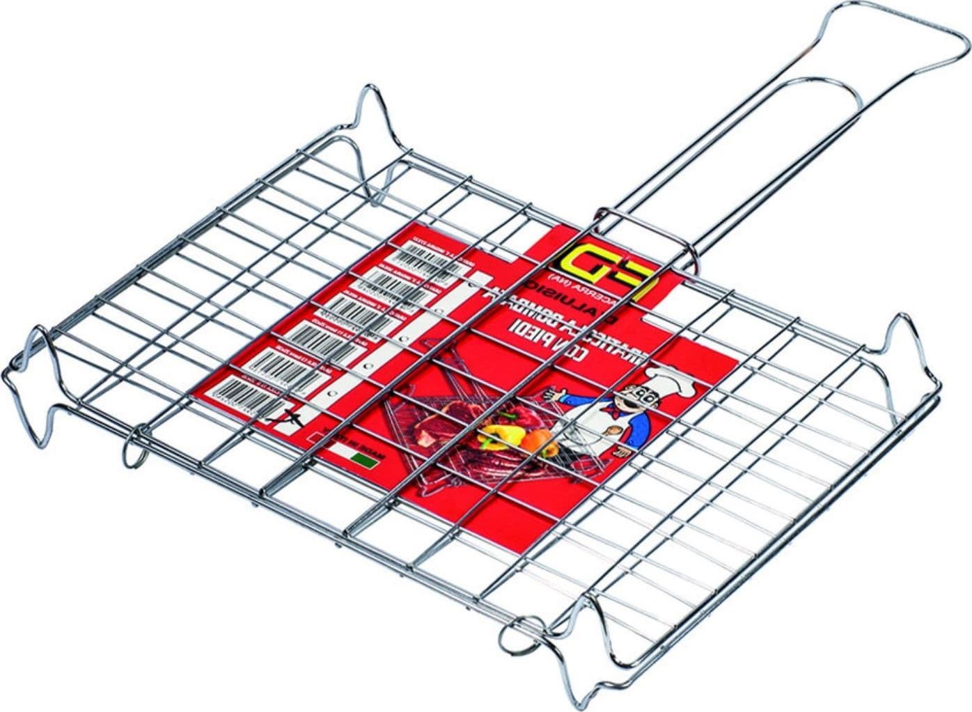 griglia a rete doppia con piedi  cm.30x40 - in acciaio cromato  fer 411356 - 2