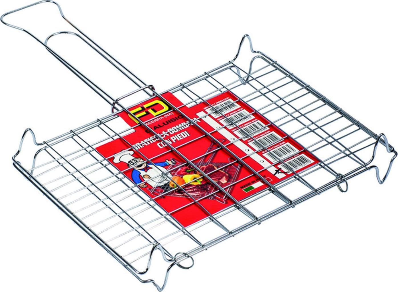 griglia a rete doppia con piedi  cm.30x40 - in acciaio cromato  fer 411356 - 3