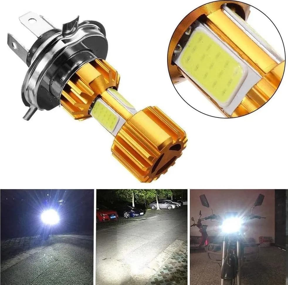 Lampadina LED H4 Moto 30W Alta Potenza Bianco Universale Compatibile Yamaha Piaggio Honda Kymco - 2