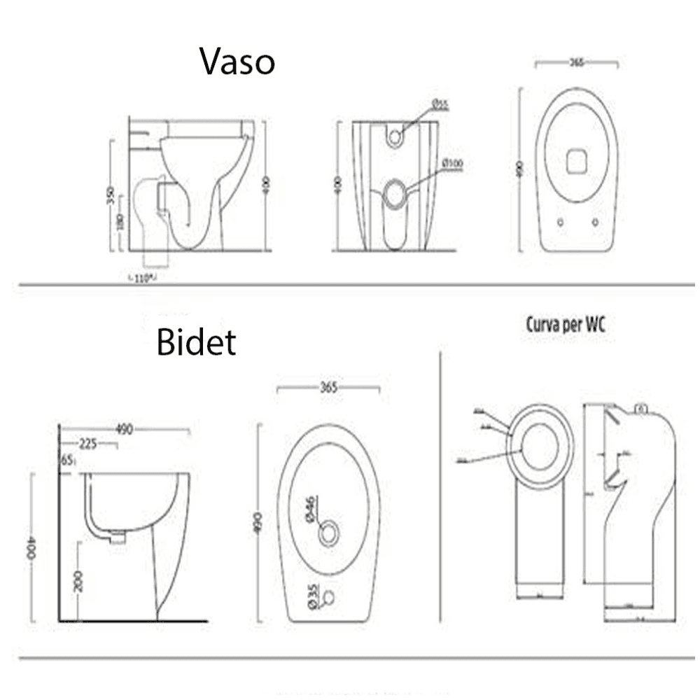 OGOMONDO Componenti Bagno Completo di Sanitari Accessori e Rubinetteria Cromata - 5