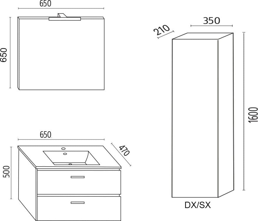Mobile da bagno sospeso Spring  Bianco con Colonna specchio MADE IN ITALY - 5