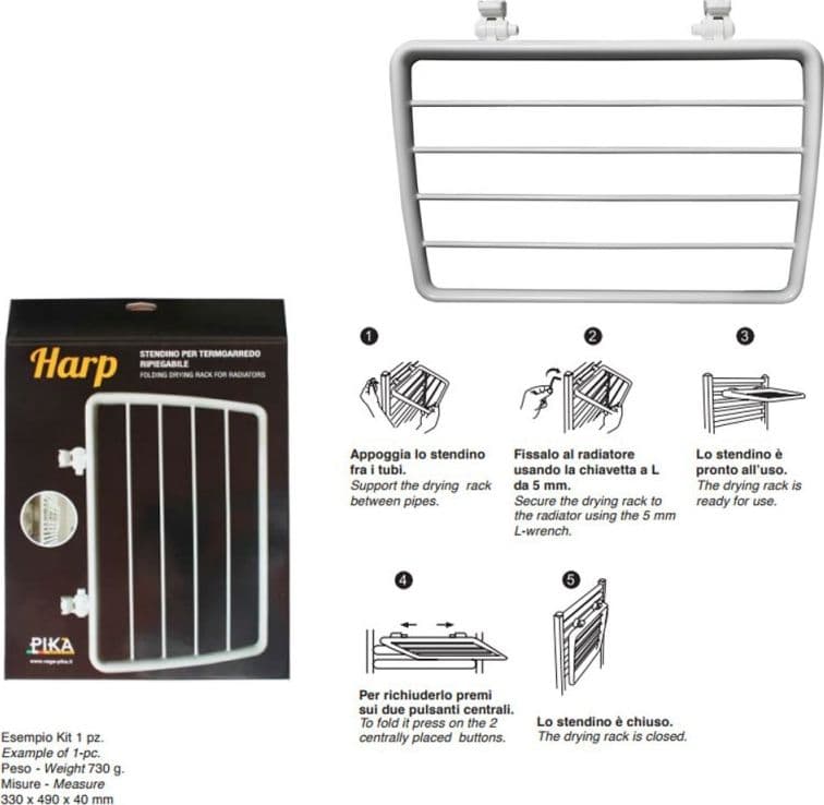 Pika Shop Stendino per Termoarredo Modello Harp Bianco - 2