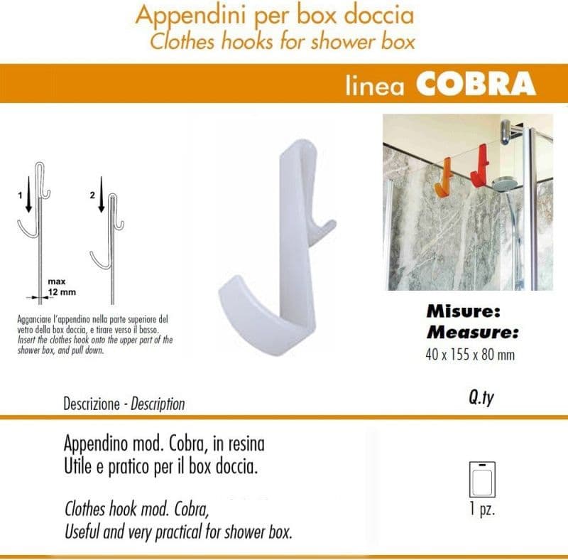 Pika Shop 12 PZ Appendino per Box Doccia Modello Cobra Bianco - 2