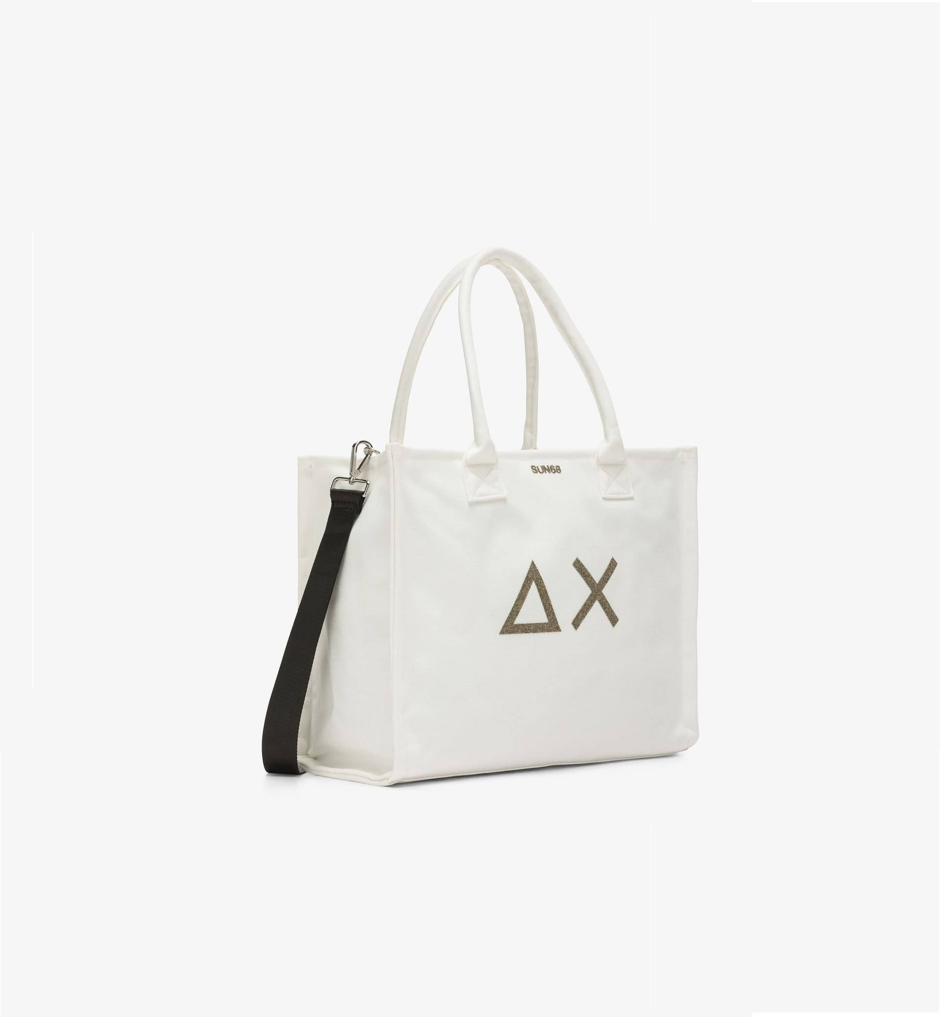 SUN68 Shopping bag Donna  Cali grande in tela di cotone bianco panna - 2