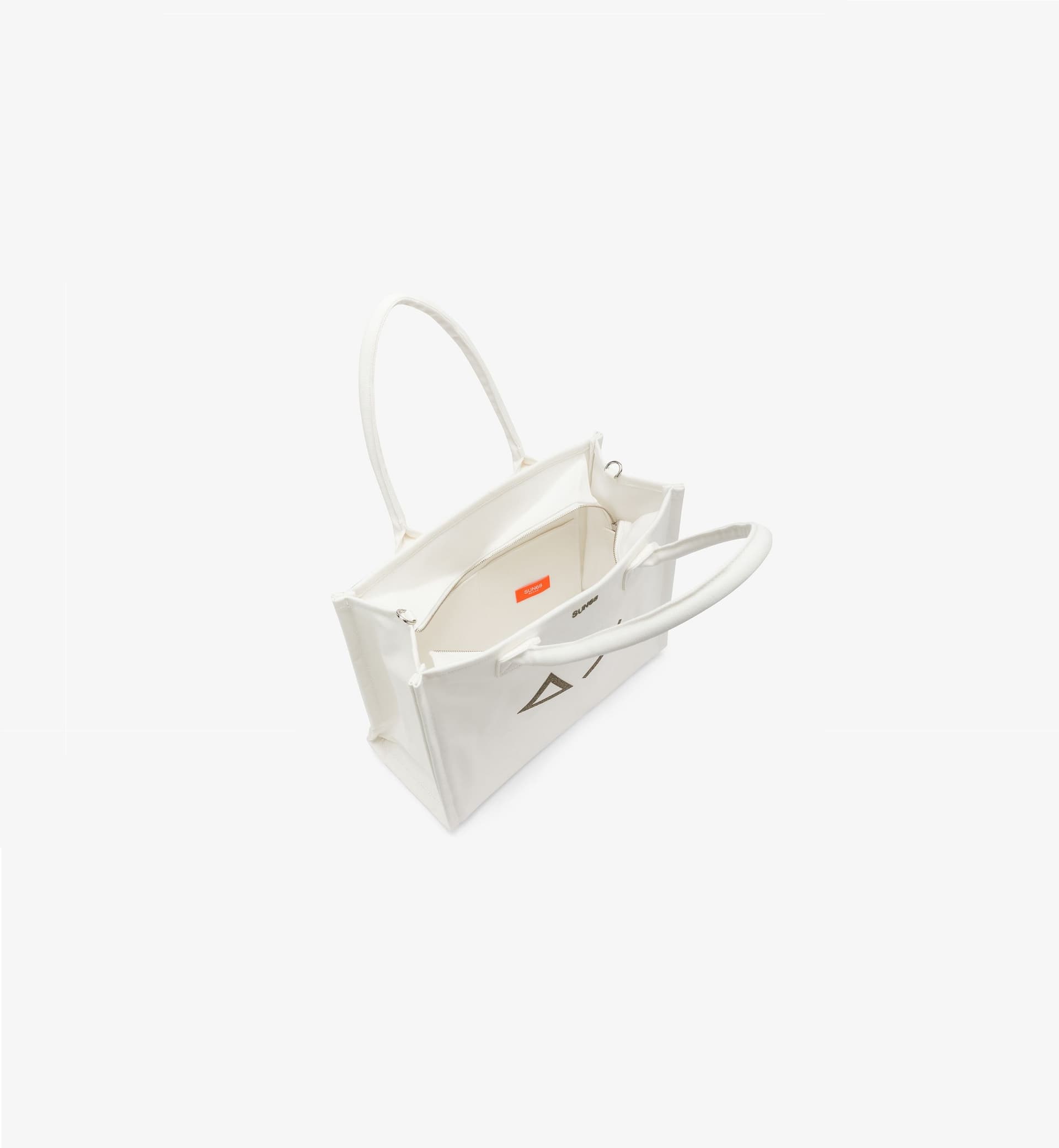 SUN68 Shopping bag Donna  Cali grande in tela di cotone bianco panna - 3