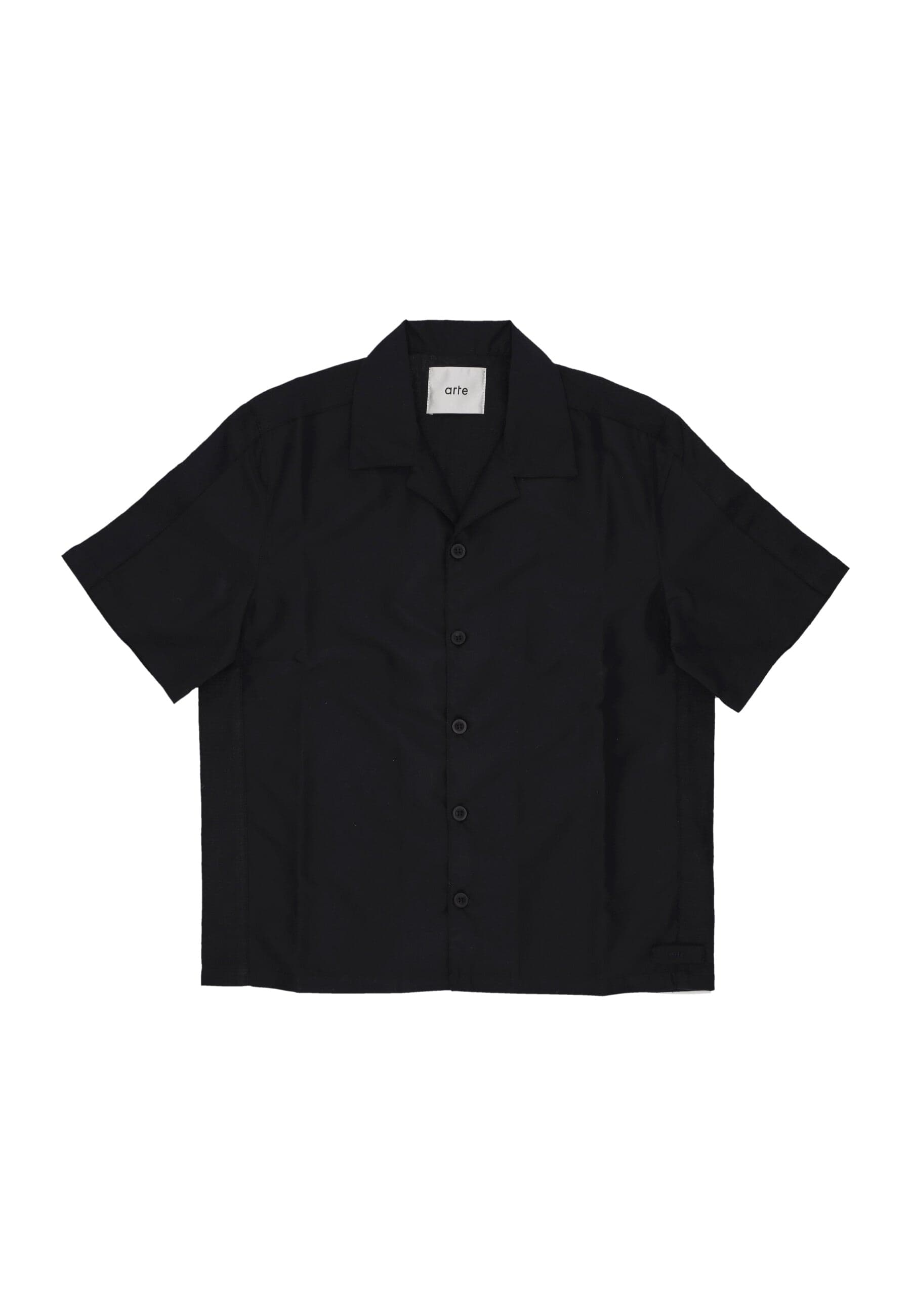ARTE Camicia Manica Corta Uomo Linen Shirt Black - 3