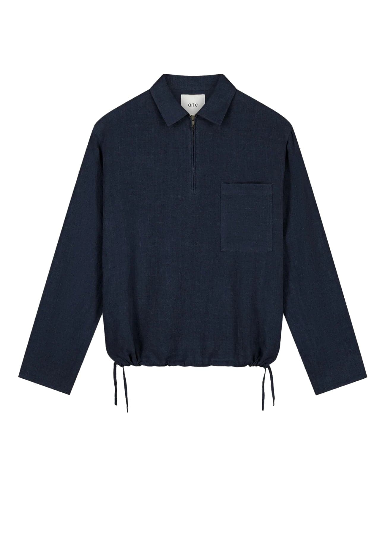 ARTE Maglietta Manica Lunga Uomo Linen Quarter Zip Pullover Navy - 4