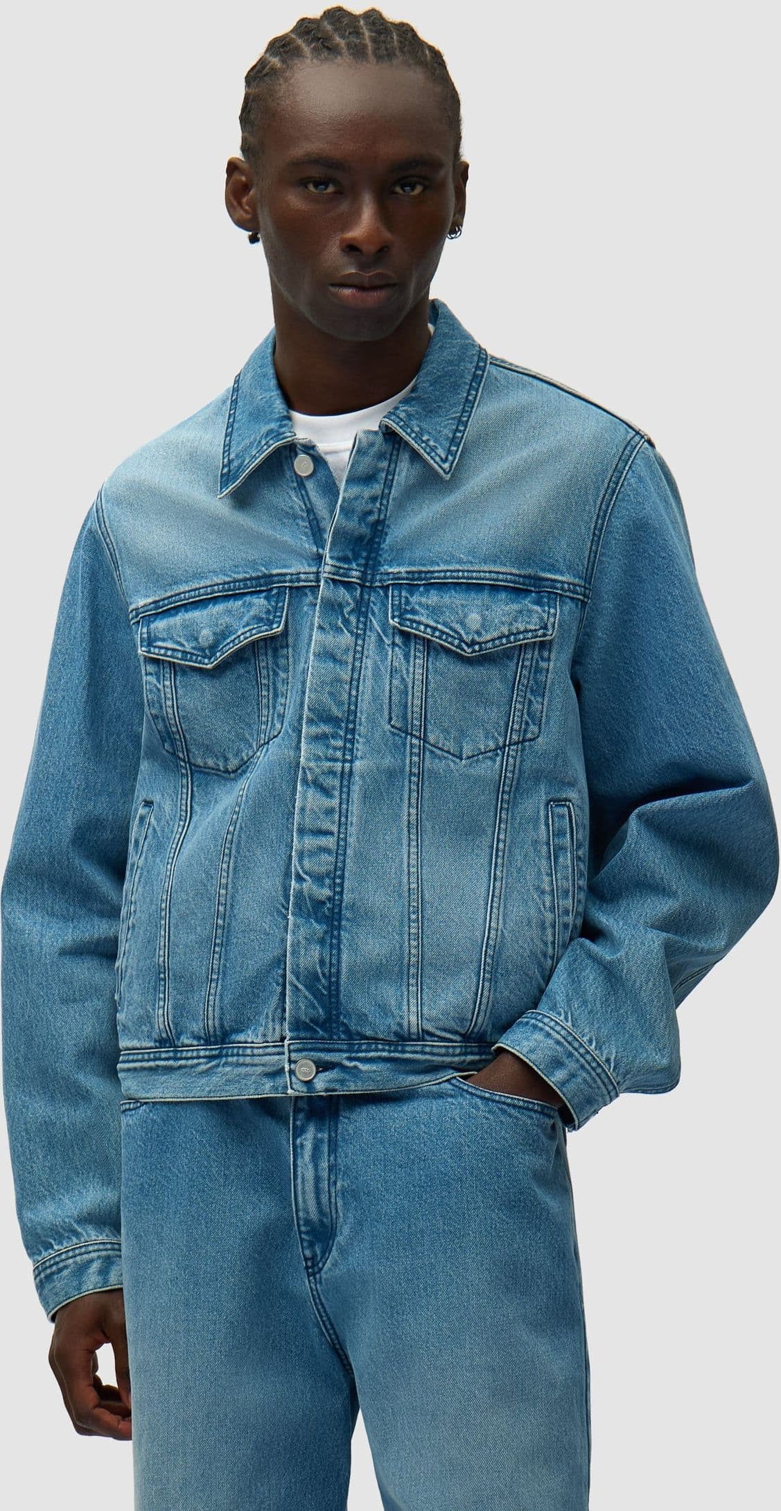 ARTE Giubbotto Jeans Uomo Circle Logo Jeans Jacket Denim Bleached - 2