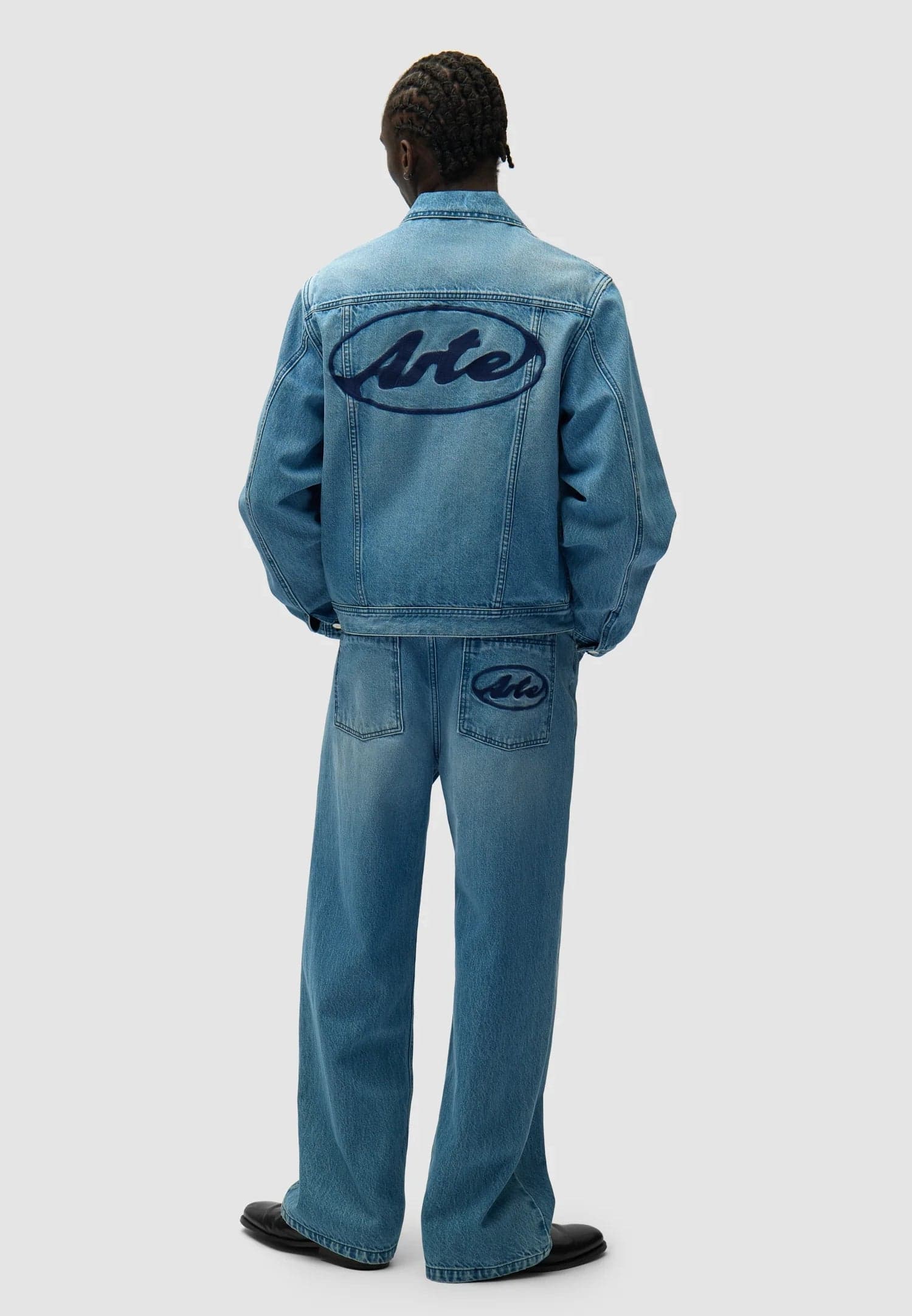 ARTE Giubbotto Jeans Uomo Circle Logo Jeans Jacket Denim Bleached - 3