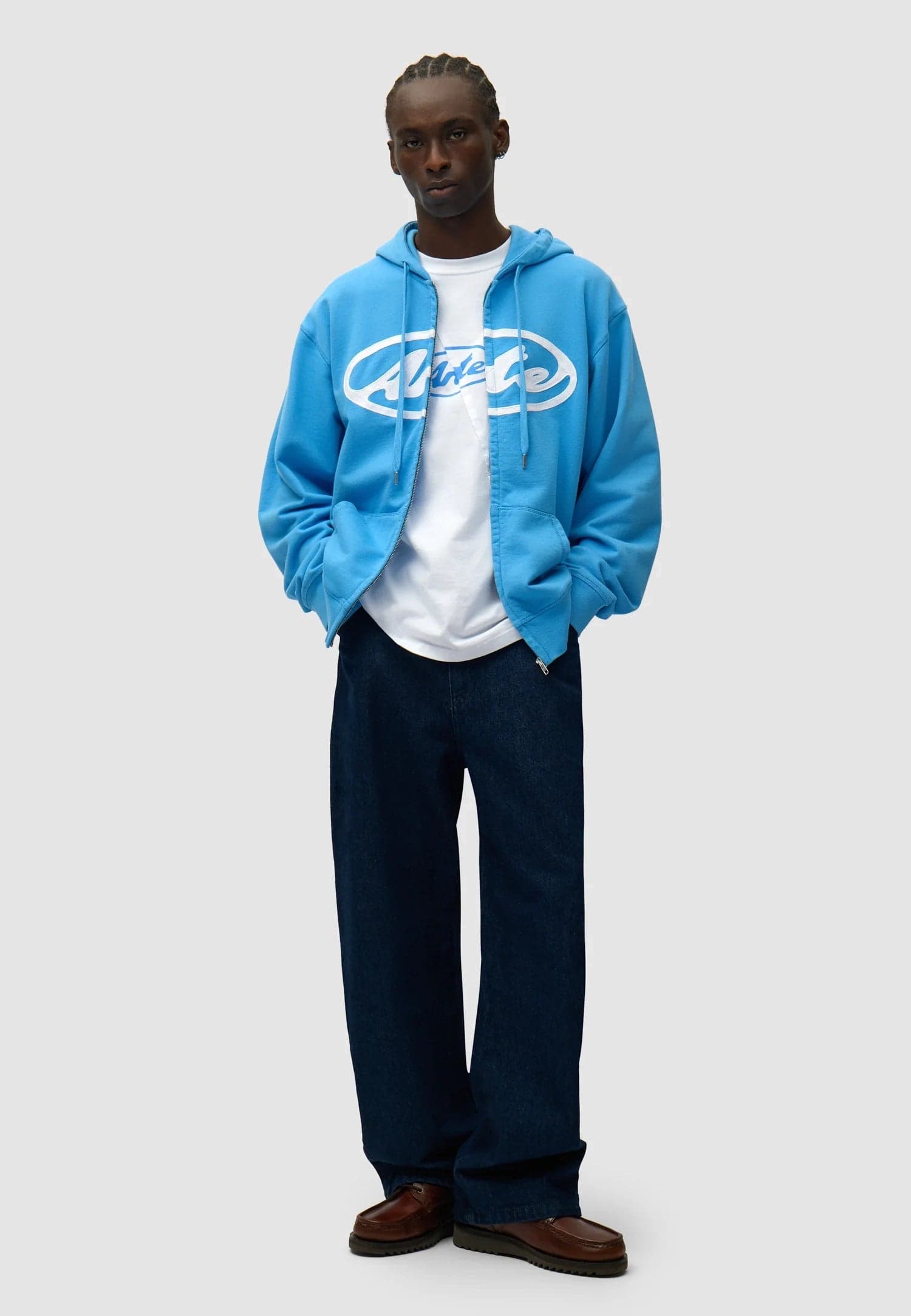 ARTE Felpa Leggera Cappuccio Zip Uomo Circle Logo Zip Hoodie Blue - 4