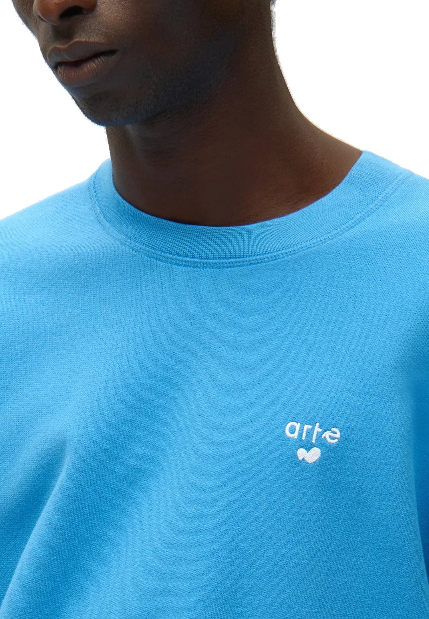 ARTE Felpa Leggera Girocollo Uomo Heart Logo Crewneck Blue - 3