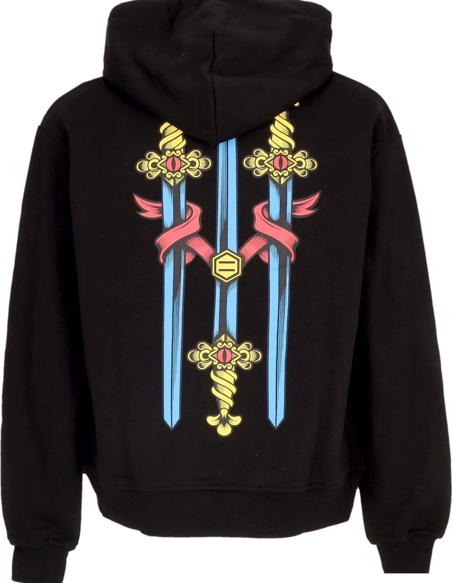 DOLLY NOIRE Felpa Leggera Cappuccio Uomo Tre Di Spade - Napoletane Hoodie Black - 2