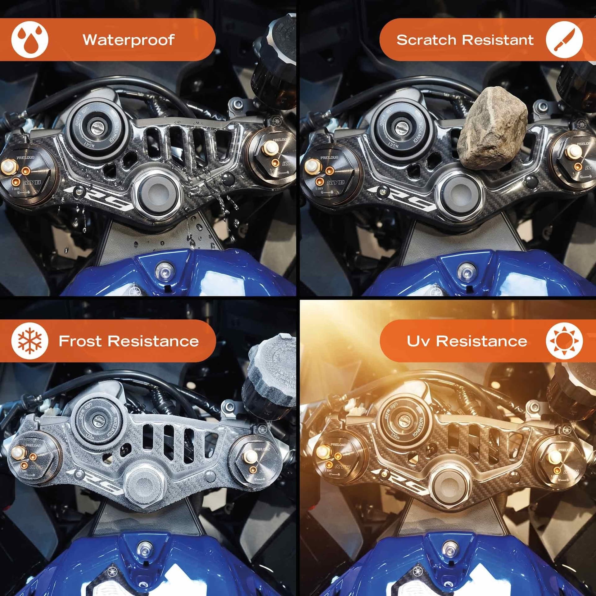 Adesivo 3D Forcella Sterzo moto compatibile con Yamaha R9 2025-2026 - 4