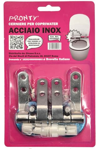 Coppia Cerniere per Copriwater in Acciaio Inox - 3