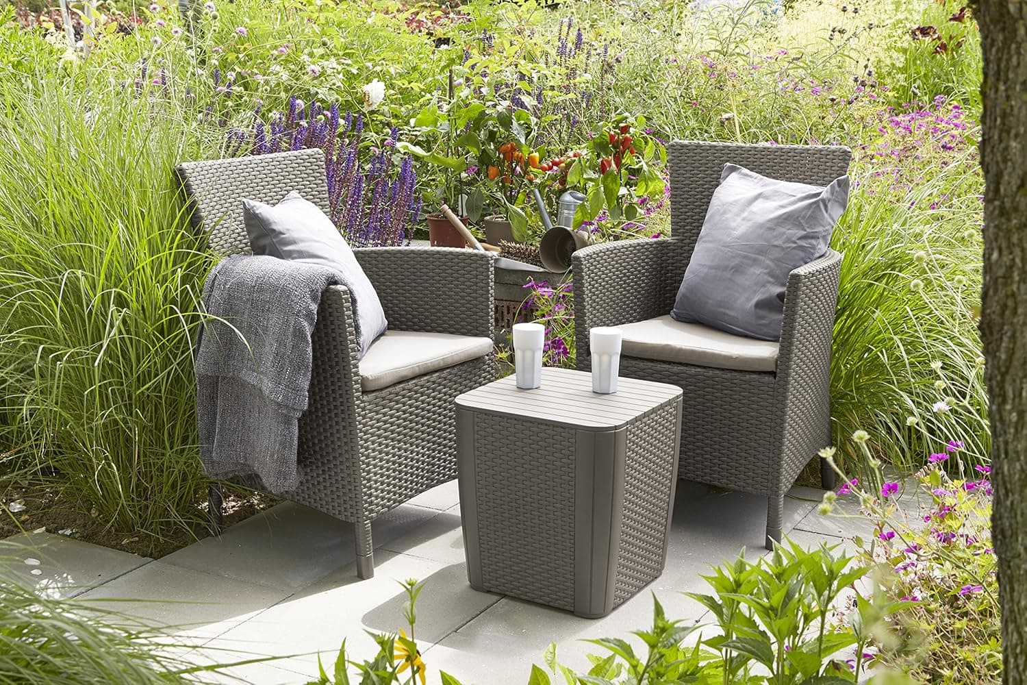Salottino da Esterno Iowa Balcony Set in Resina Effetto Rattan Colore - 2