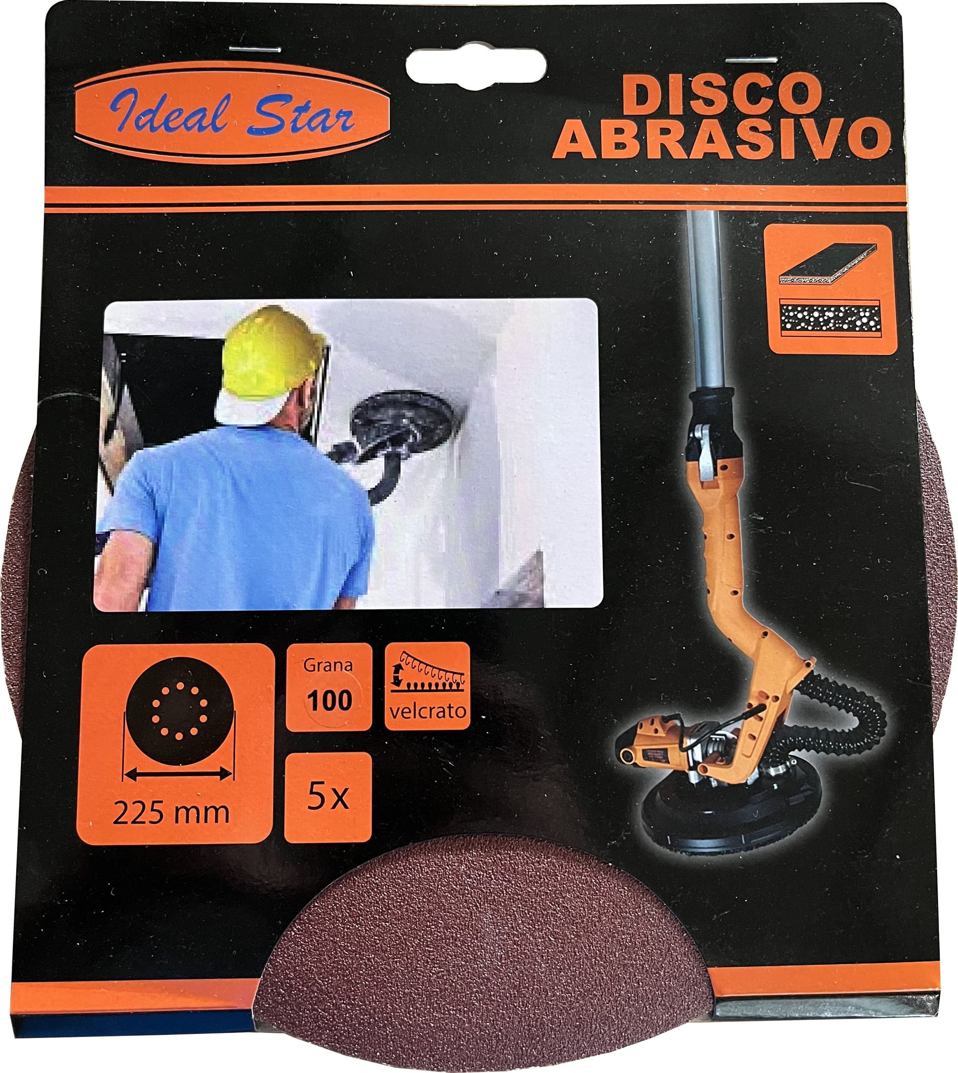 Disco Abrasivo Velcrato per Levigatrice Ideal Star Ø 225 Grana Conf 0042112 - 2