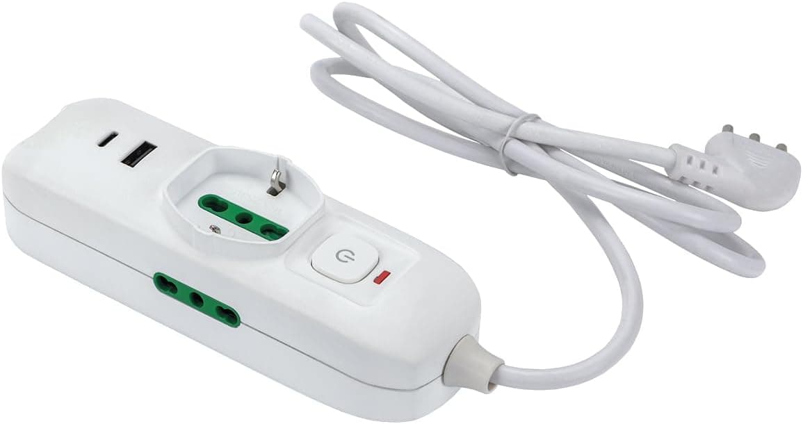 Multipresa Mini Fanton Triax 2 Colore Bianco 1,5 mt