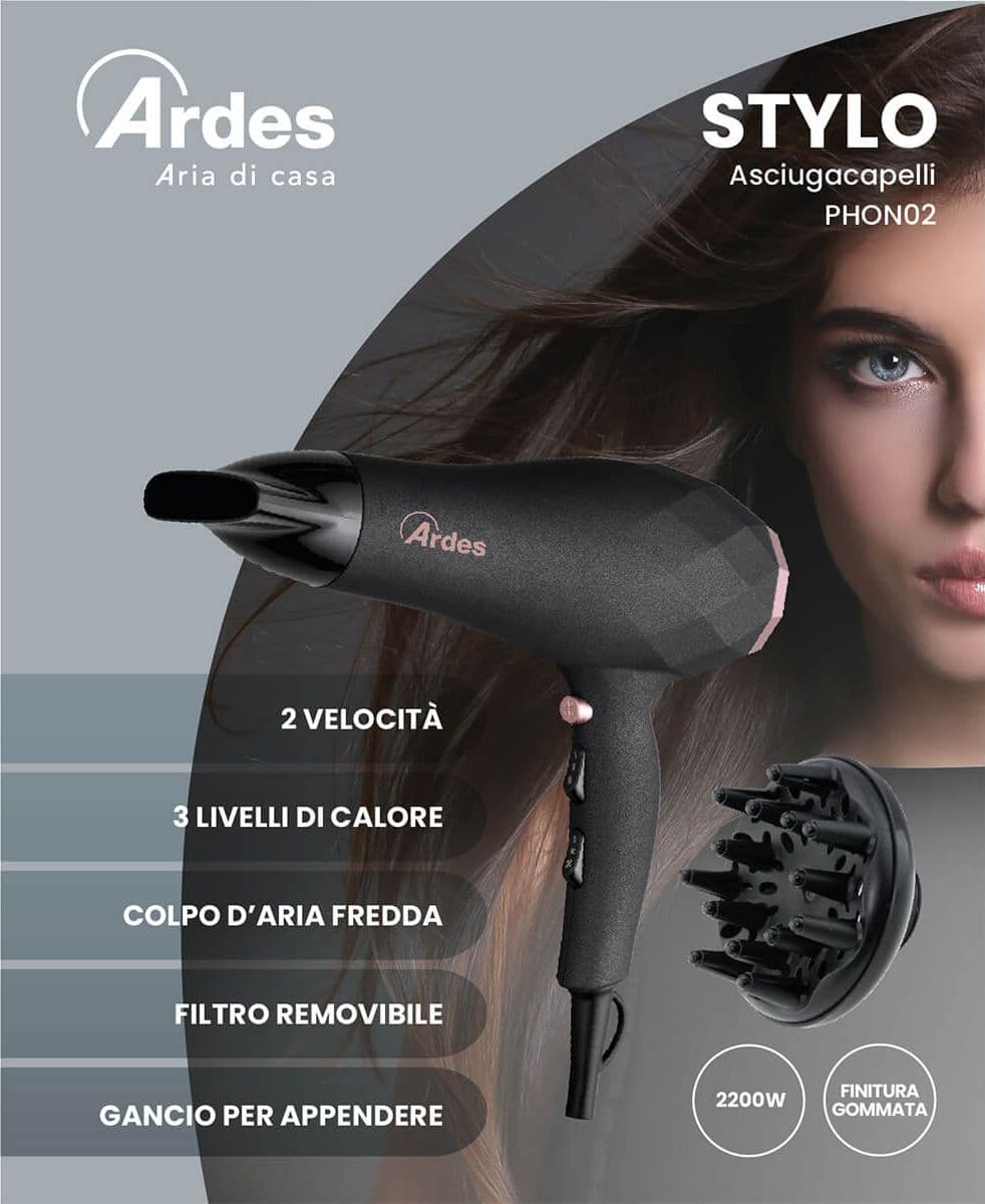 ASCIUGACAPELLI 'STYLO' 2200W  - ARDES - 3