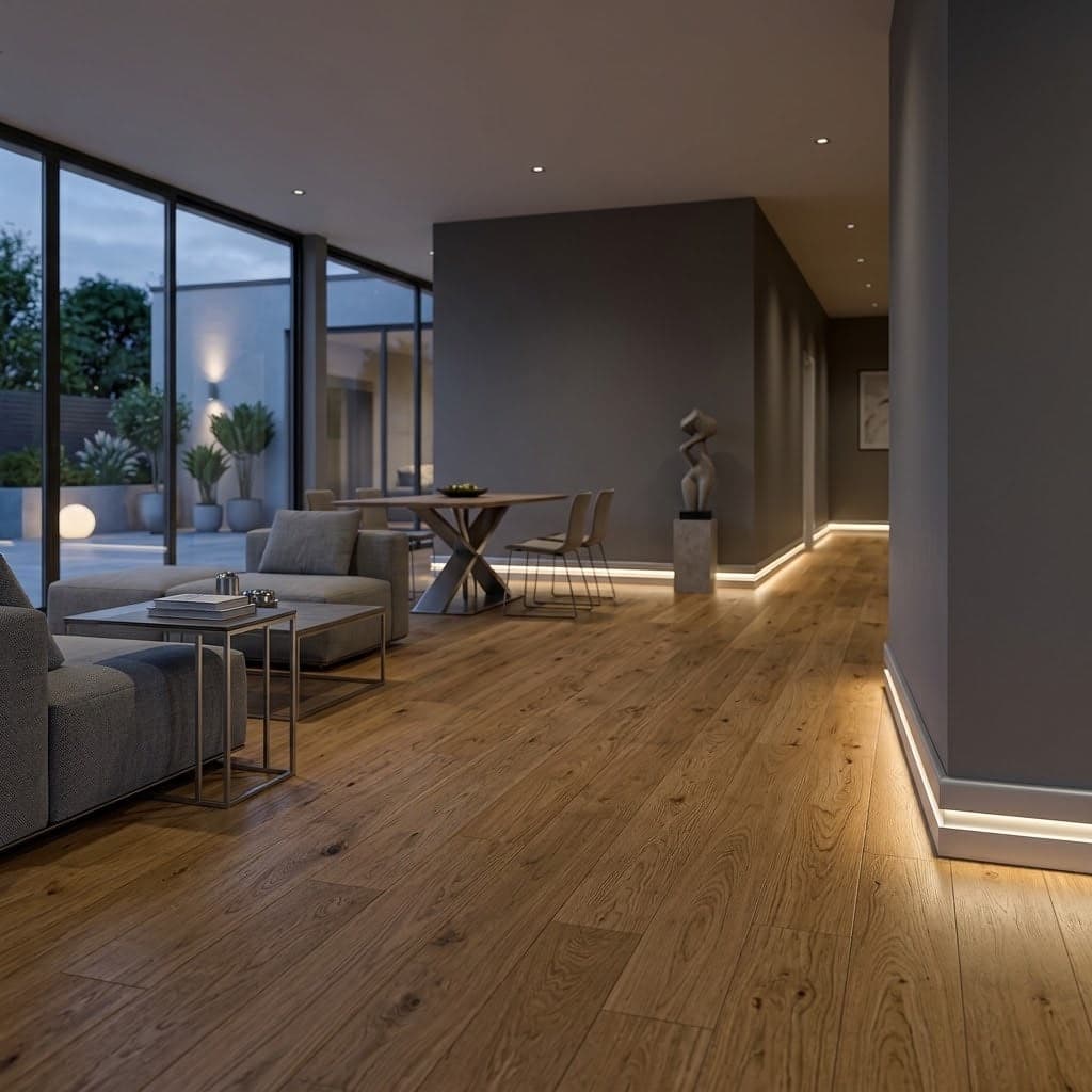 BATTISCOPA con incasso LED in FIBRA DI LEGNO col. Alluminio 80x15 Parquet, Laminati, SPC, LVT (prezzo al metro) - 2