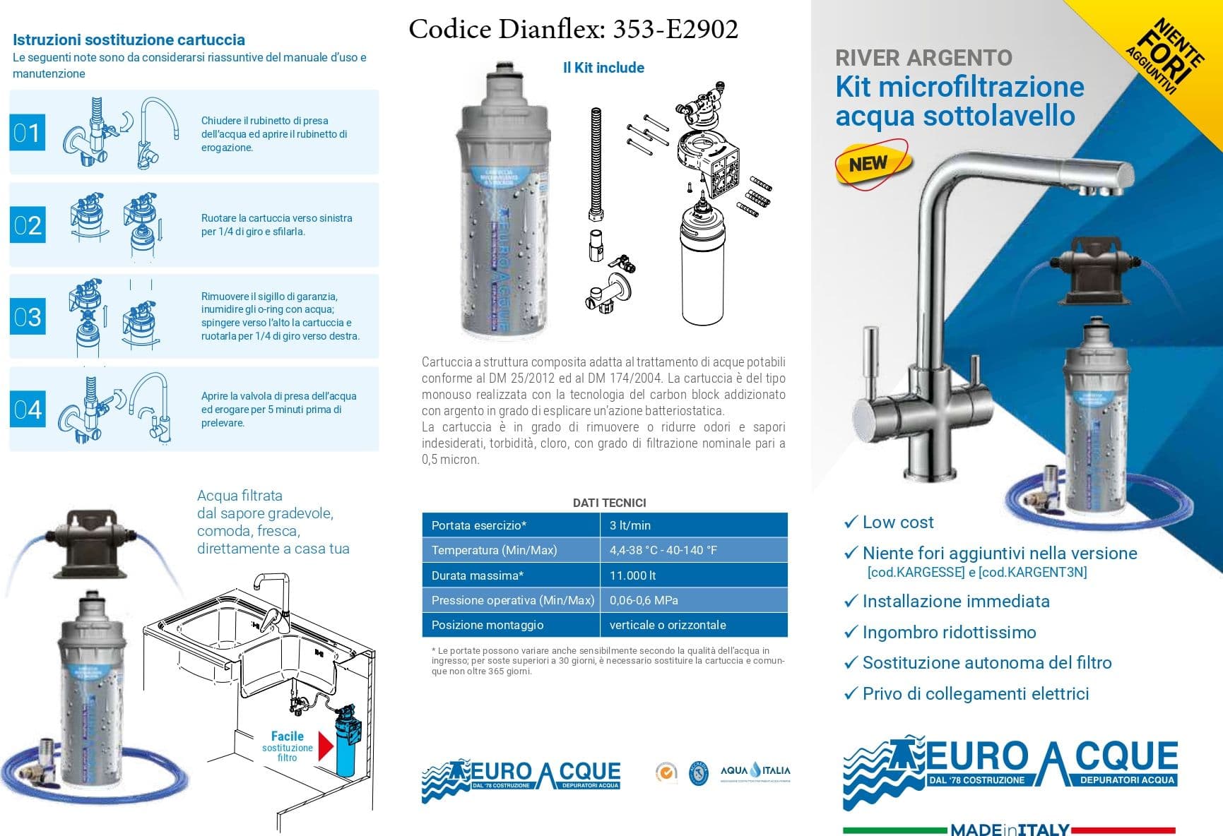 Kit Microfiltrazione Acqua Sottolavello Ea Nero Opaco Aut Max 11000 L - 3