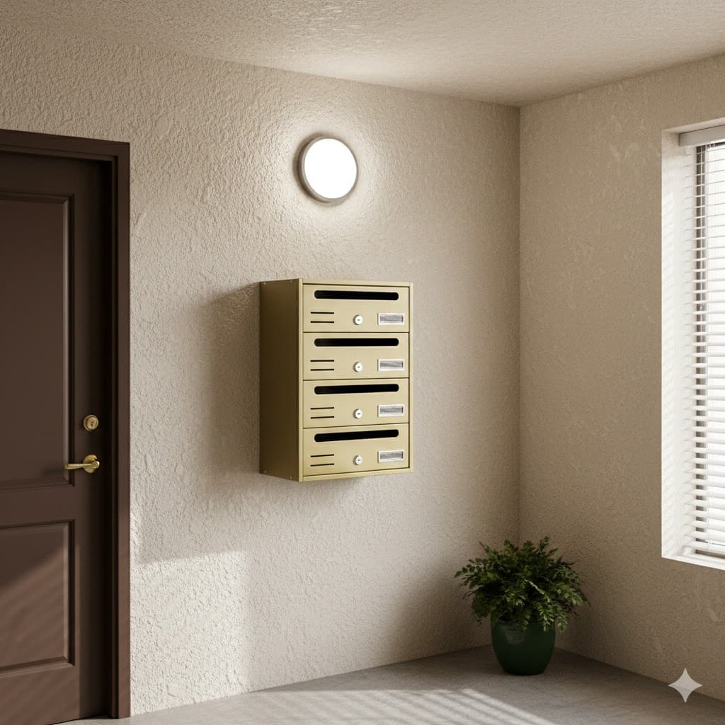 Cassetta Postale Condominiale 4 Posti Bronzo Acciaio cm 30,2 x 17,5 x H42,5 - 2