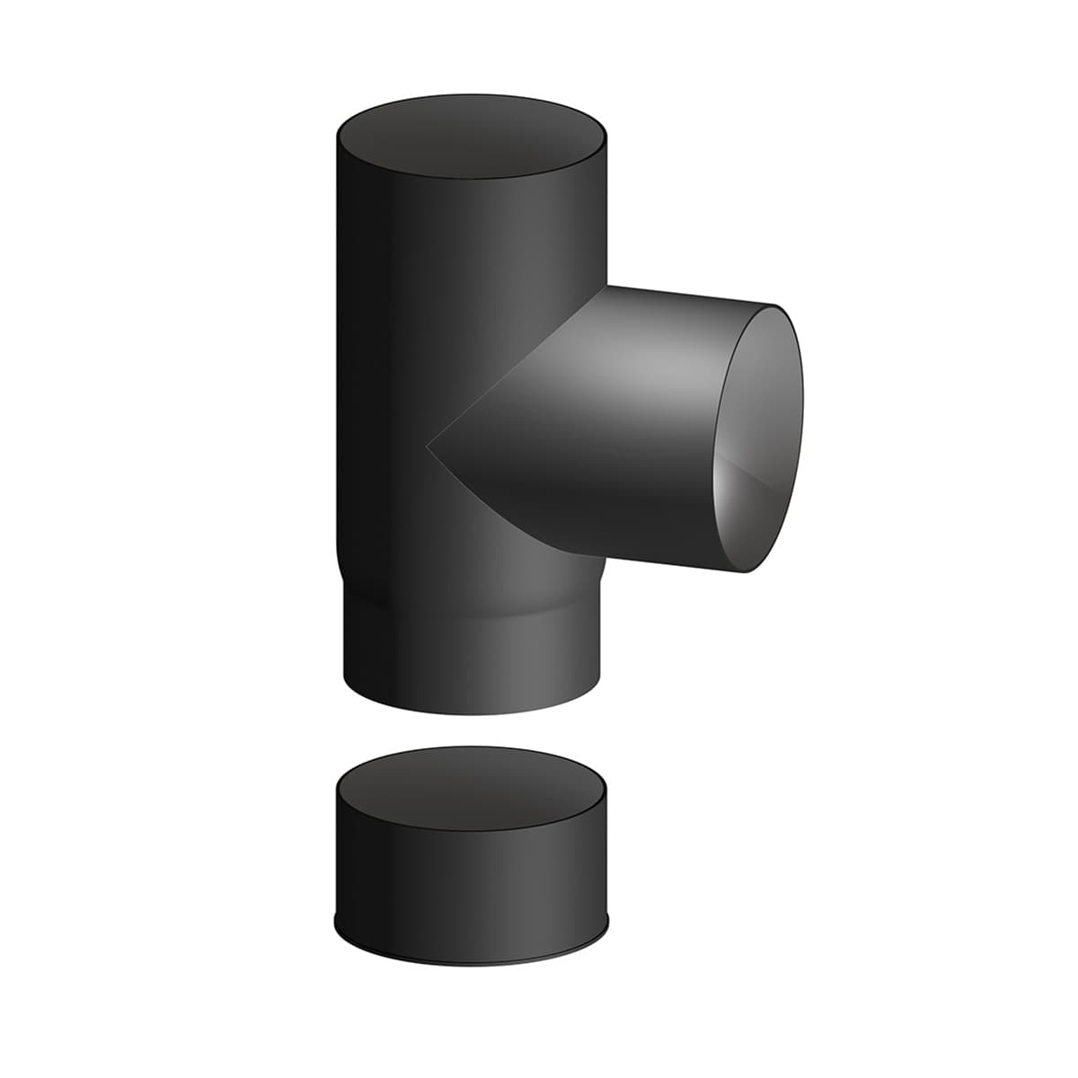 Raccordo in Acciaio al Carbonio Smaltato T FF con Tappo P Stufe Dk Ø 140 - 2