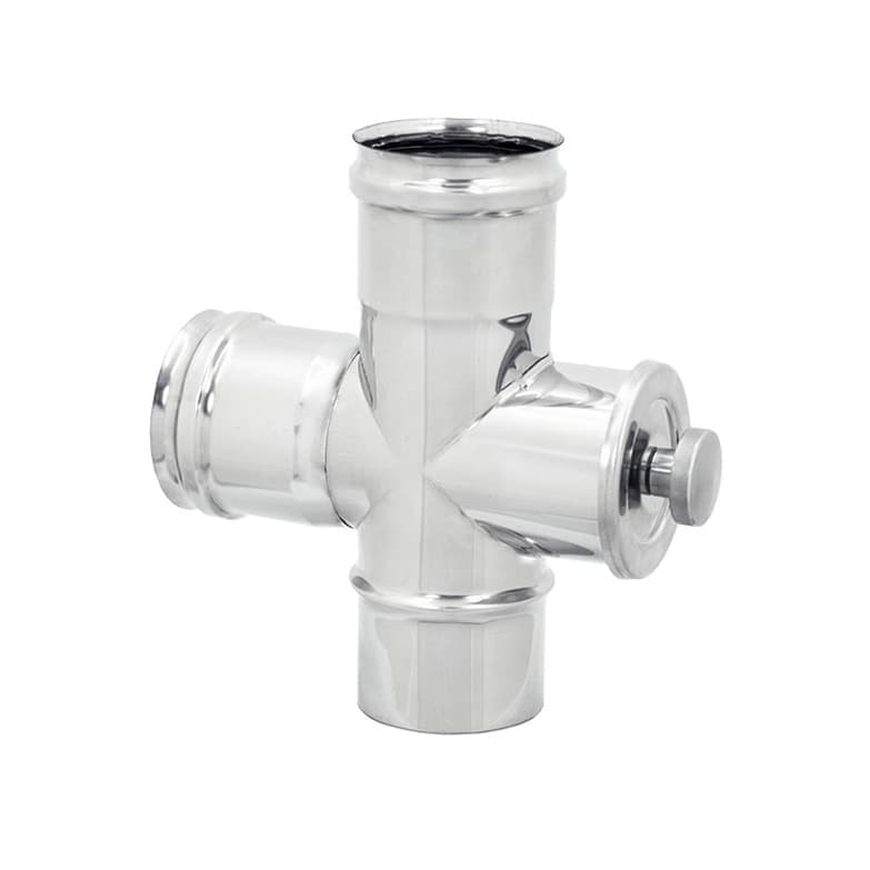 Raccordo a T 90° con Ispezione INOX 304 Dk Ø 100 - 2