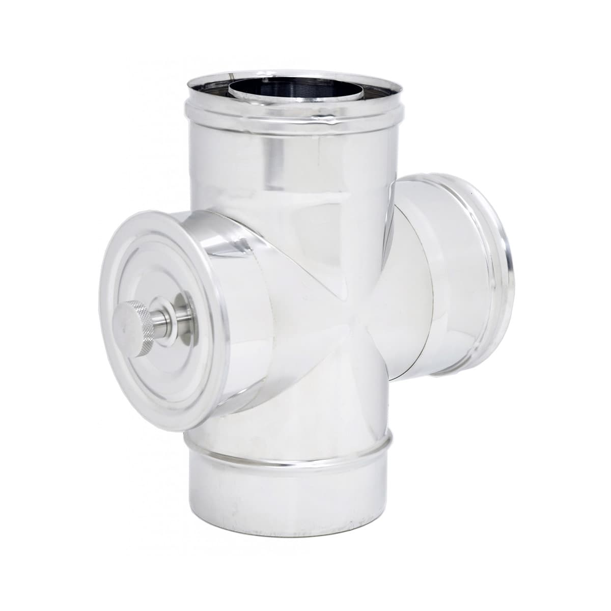 Raccordo a T 90° con Ispezione Doppia Parete INOX Dk Ø 80 x 130 - 2