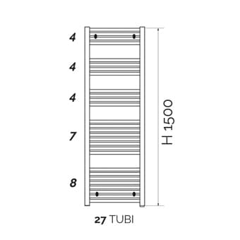 Termoarredo Linea Kalura Diritto H 1500 Aton Nero Opaco Int 600 - 2