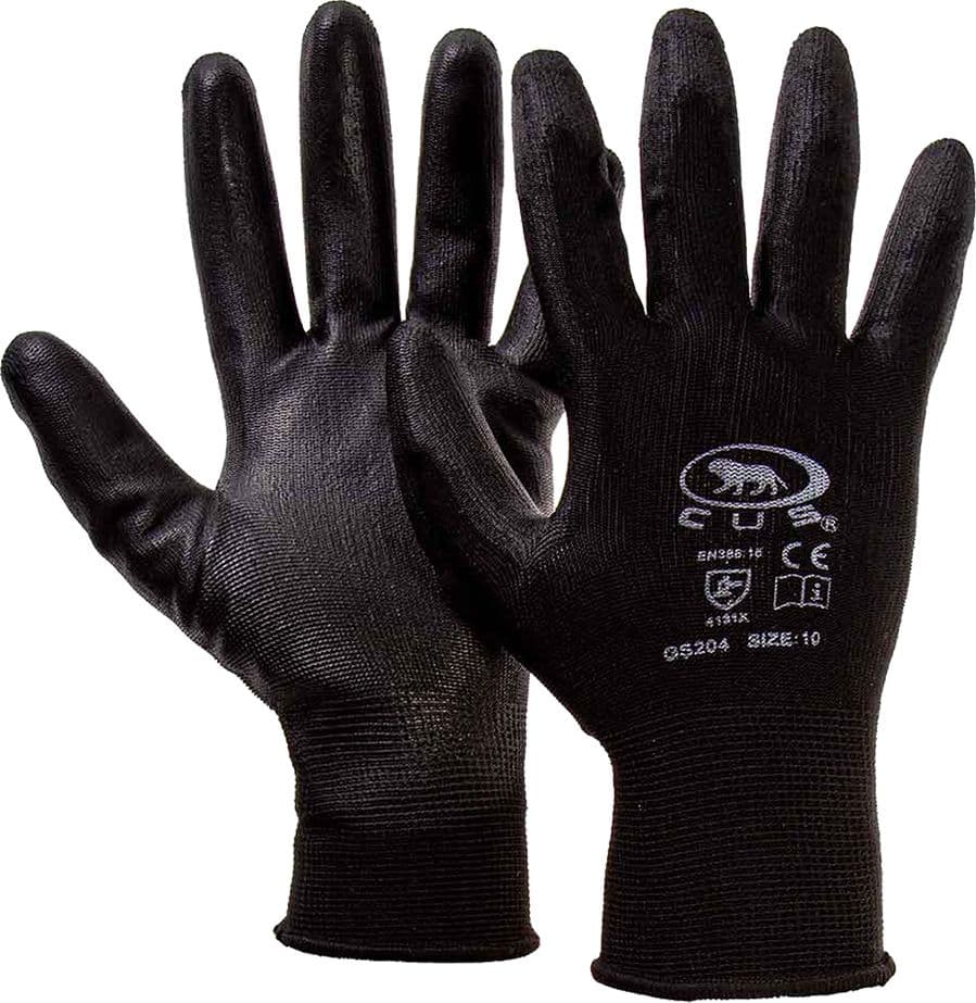 GUANTI POLIESTERE / POLIURETANO Tg. 10 (XL) - palmo nero- 12 coppia  - BricoGo