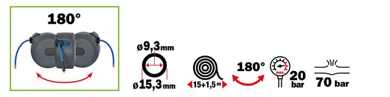 Avvolgitubo a Muro per Aria Compressa M 15 - 2