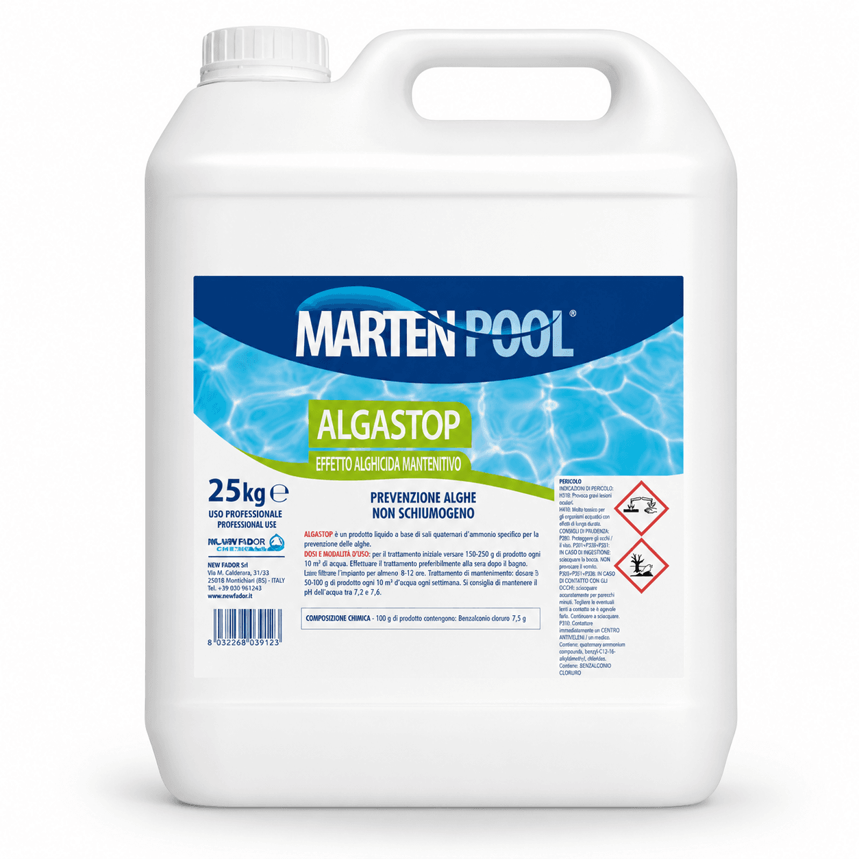 Alghicida Algastop Marten Prevenzione Formazione Alghe Piscina 25 kg