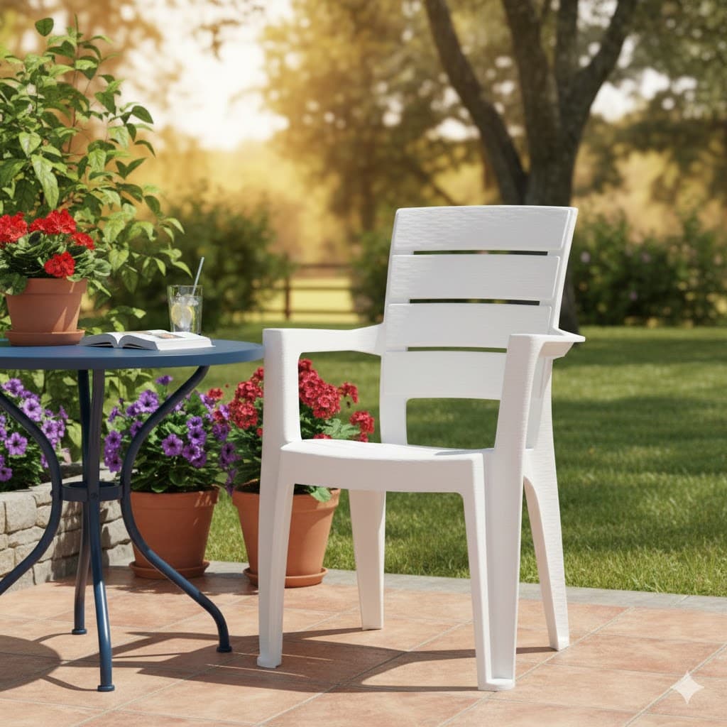 Sedia Impilabile con Braccioli Ayder Cm 56 x 44 x 89H Col Bianca - 2