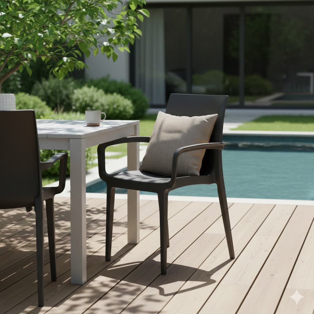 Sedia Impilabile con Braccioli Duke Colore Antracite Pro Garden - 2