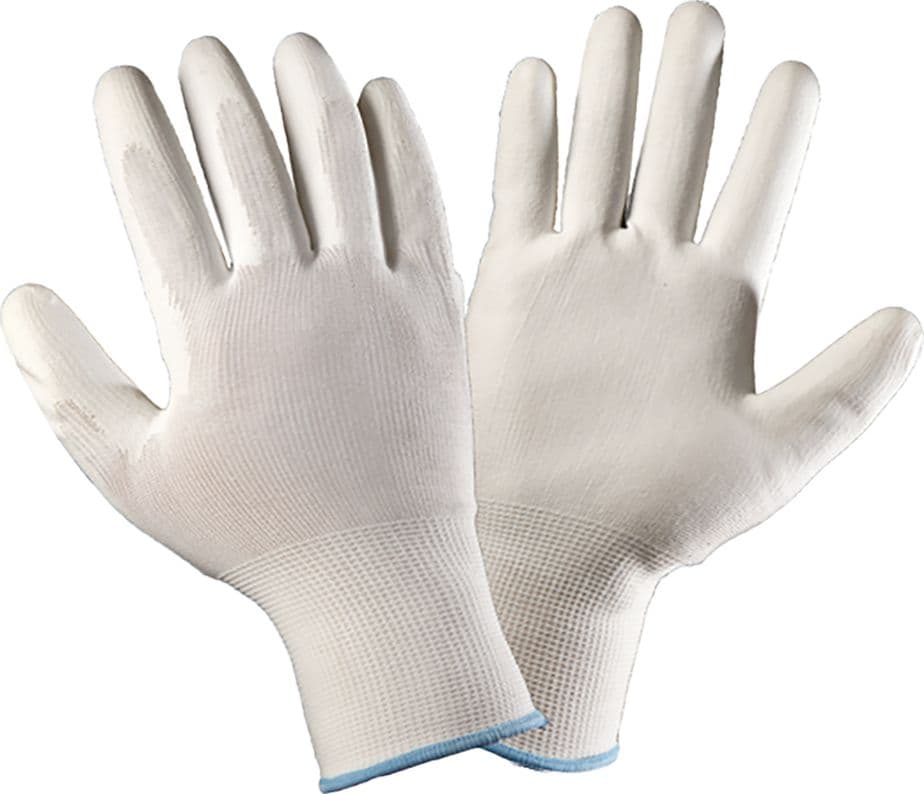 GUANTI IN POLIESTERE/POLIURETANO Tg. 7 (S) - palmo bianco- 12 coppia  - GRIFON SAFETY
