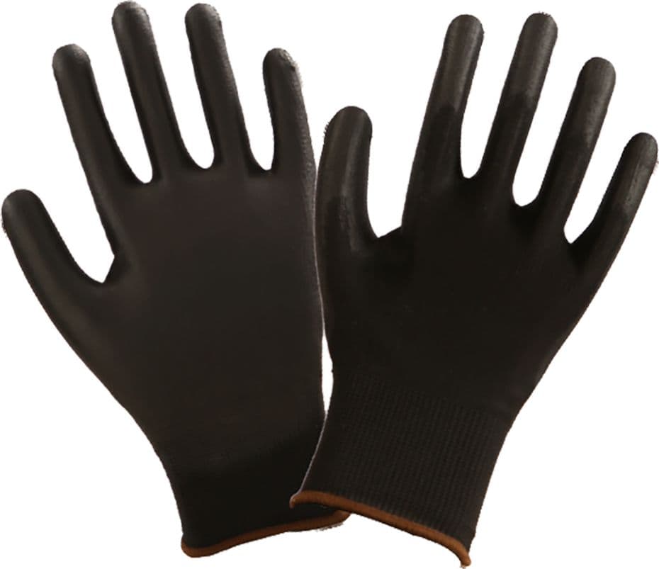 GUANTI IN POLIESTERE/POLIURETANO Tg. 8 (M) - palmo nero- 12 coppia  - GRIFON SAFETY