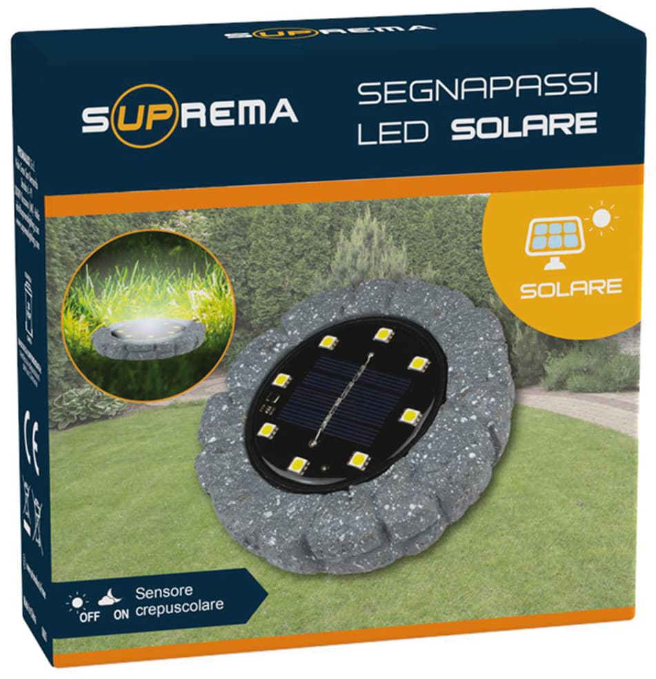 Luce Solare Segnapasso Effetto Pietra con Sensore Crepuscolare 8 LED x 0 5 - 3