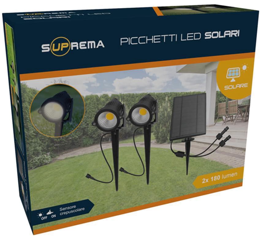 Set 2 Picchetti Solari 2 x 3 Watt 2 x 180 Lumen Luce Naturale Suprema - 3