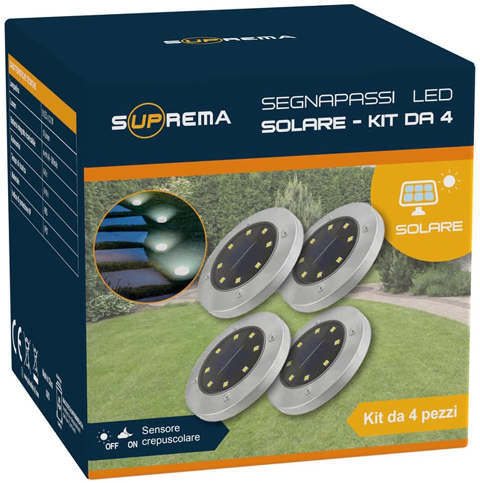 Luce Solare Segnapasso con Sensore Crepuscolare 4 Pezzi 8 LED x 0 2 Watt 10 - 3