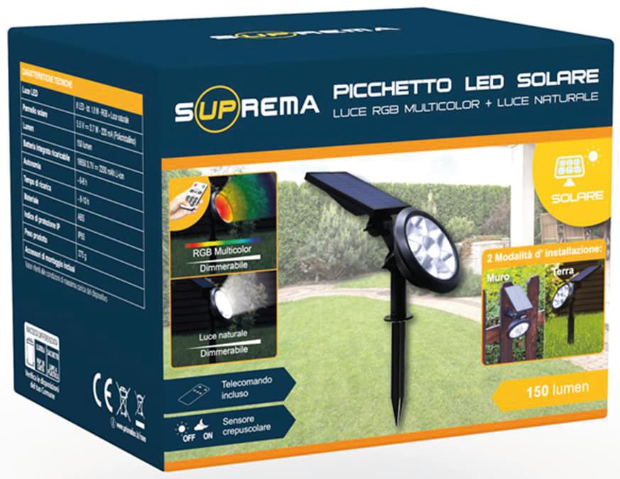 Picchetto Solare con Sensore Crepuscolare 1 8 Watt 150 Lumen Luce Naturale - 3