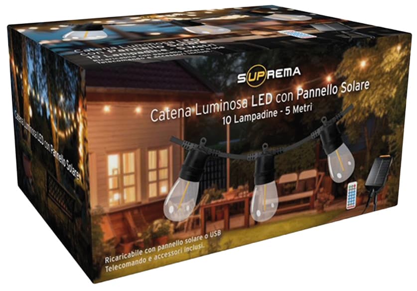 Catena Luminosa Solare con Giochi di Luce 10 LED 5 W M 5 x 10 Luci Luce - 3