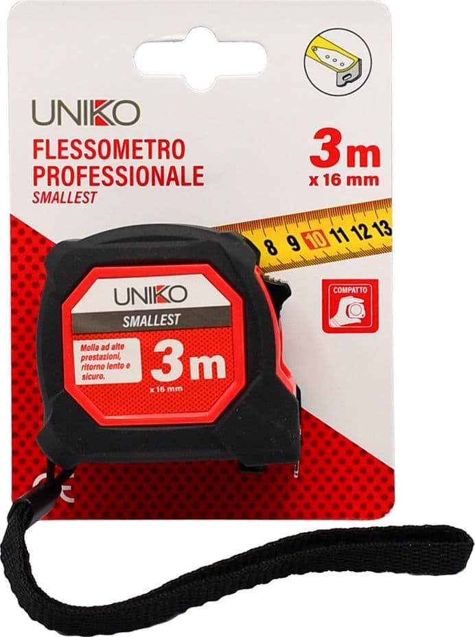 FLESSOMETRO PROFESSIONALE 'SMALLEST' mt.3 x 16 mm  - UNIKO